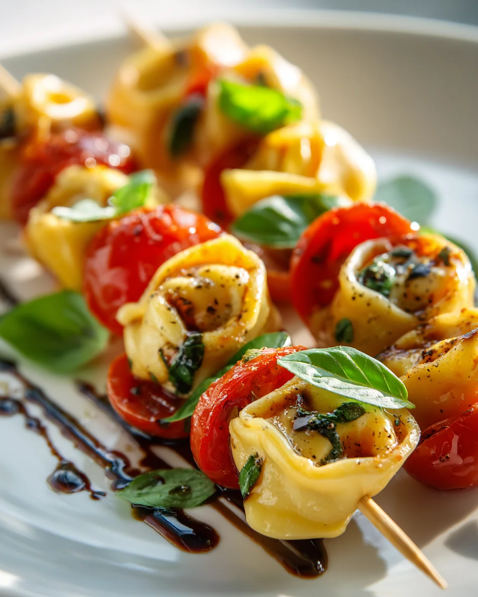 Delicious Caprese Tortellini Skewers: Perfect Snack Packs!