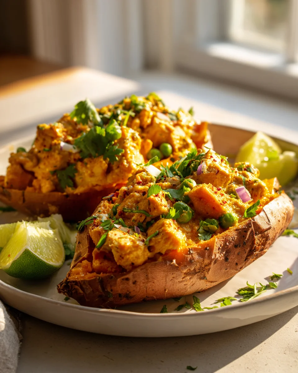 Delicious Chicken Curry Stuffed Sweet Potatoes Recipe