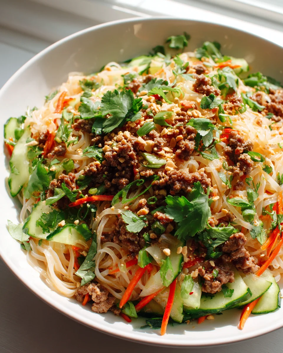Peanut Lime Ground Beef Rice Noodle Salad: Zesty & Easy