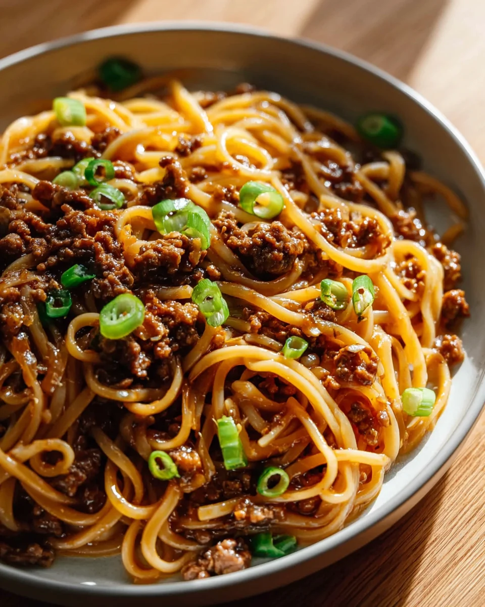 Savory Mongolian Ground Beef Noodles Recipe for Dinner Delight