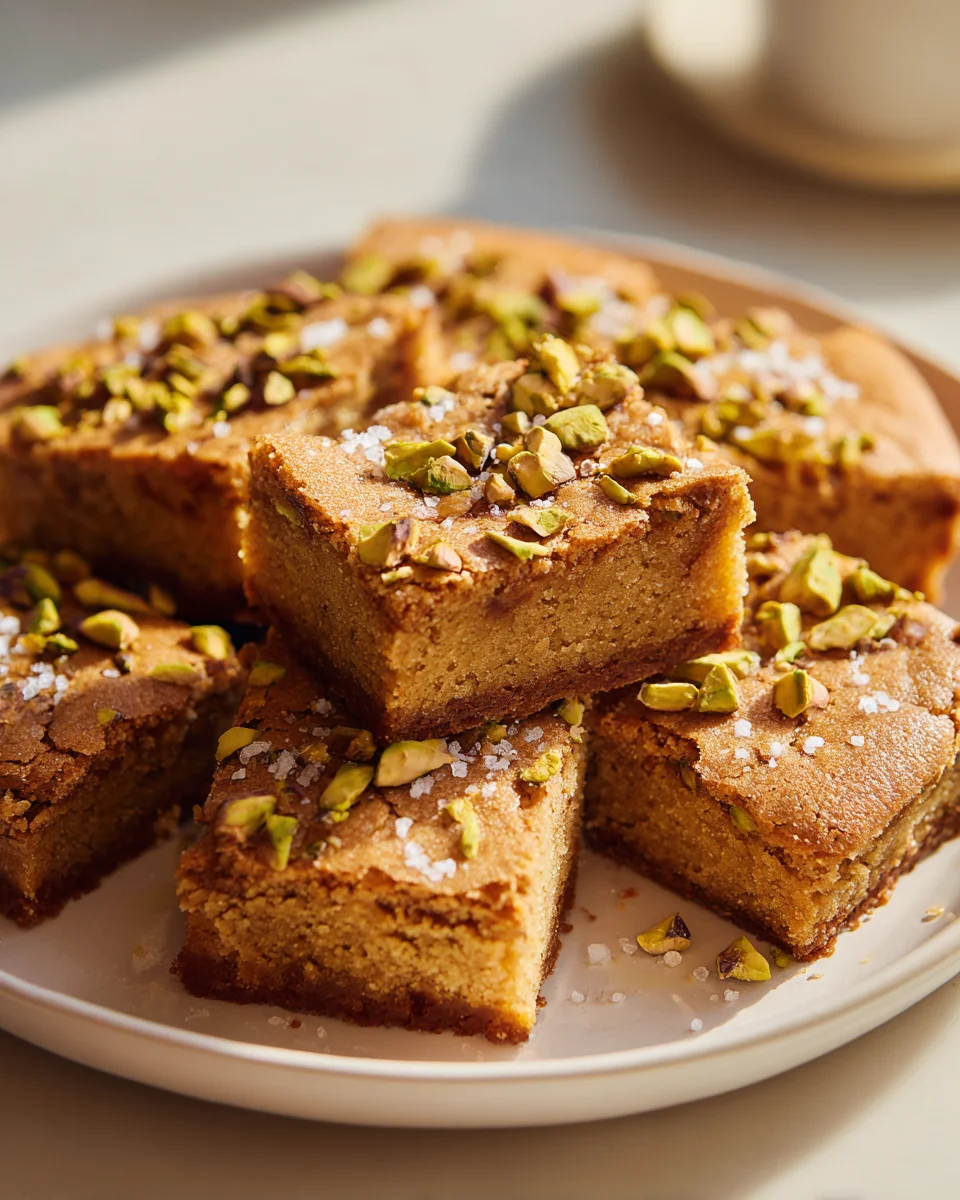 Irresistible Brown Butter Honey Pistachio Cookie Bars