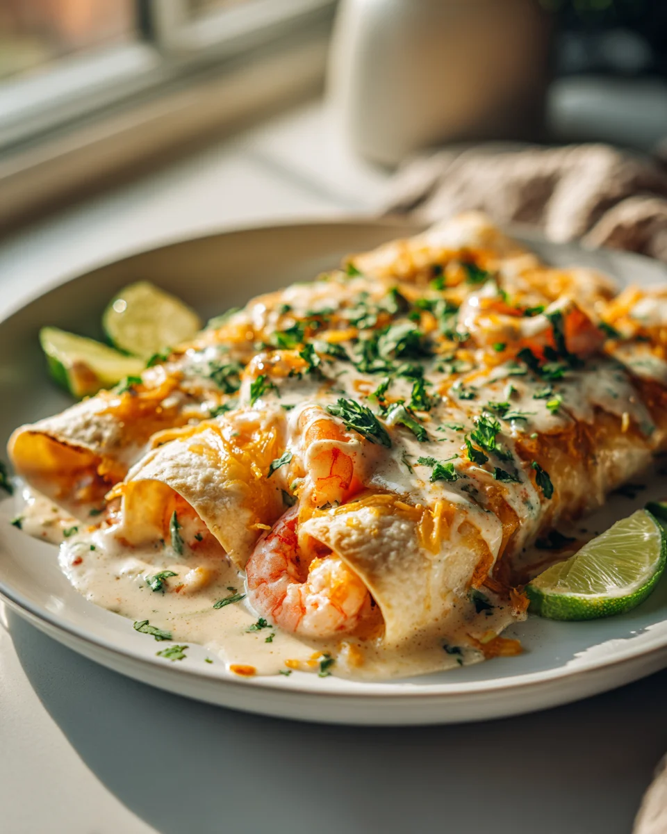 Delicious Shrimp Enchiladas with Creamy Lime Sauce Recipe