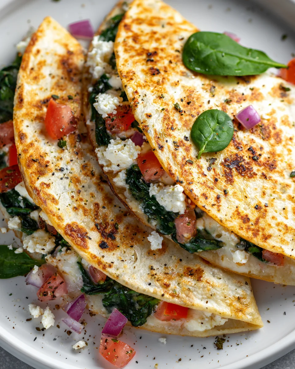 Mediterranean Quesadillas: Spinach, Feta & Mozzarella
