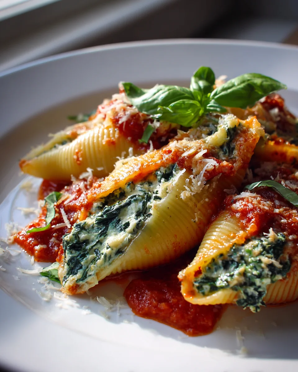 Delicious Spinach & Cheese Stuffed Shells Comfort Bake