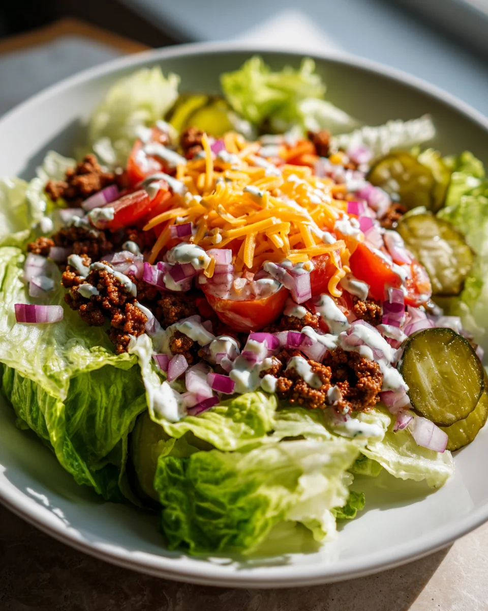 Burger Salad Bowl: Delicious Beef Salad with Special Dressing