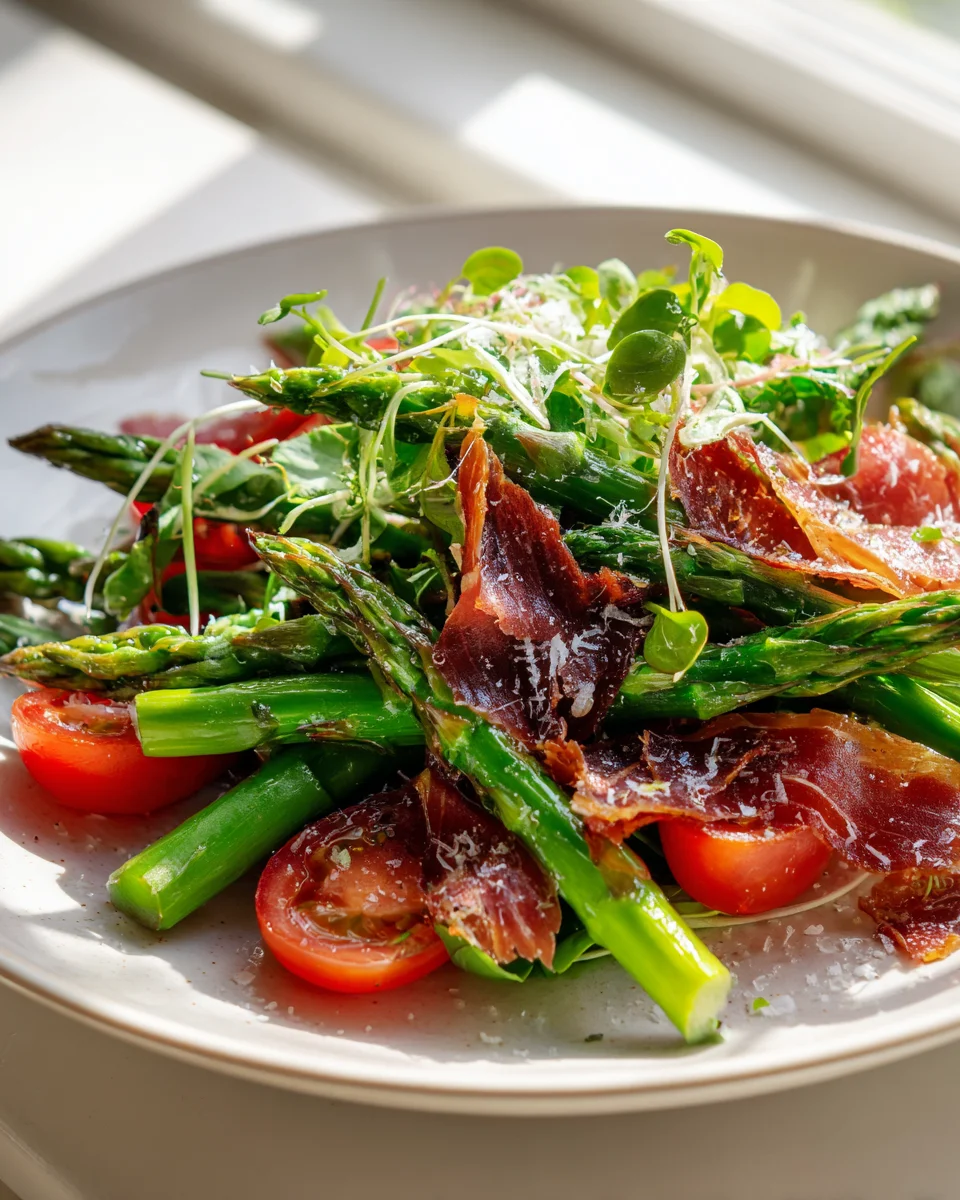 Crispy Beef Prosciutto & Warm Asparagus Spring Salad