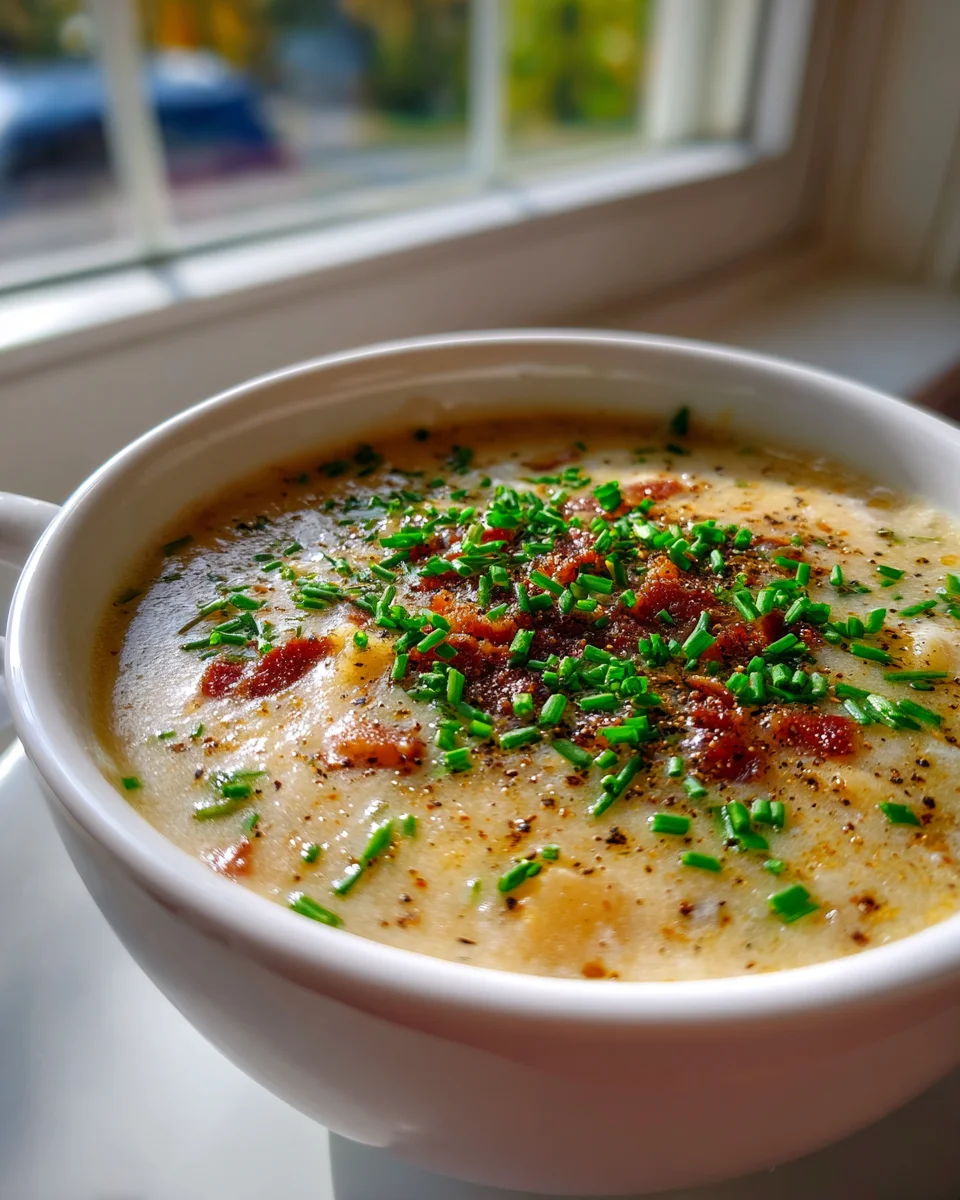 Hearty Garlic Potato Soup with Beef Bacon - Comfort Food Delight