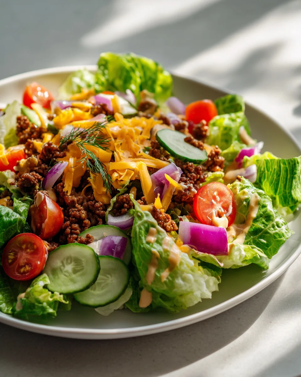 Burger Salad Bowl: Delicious Beef Salad with Special Dressing