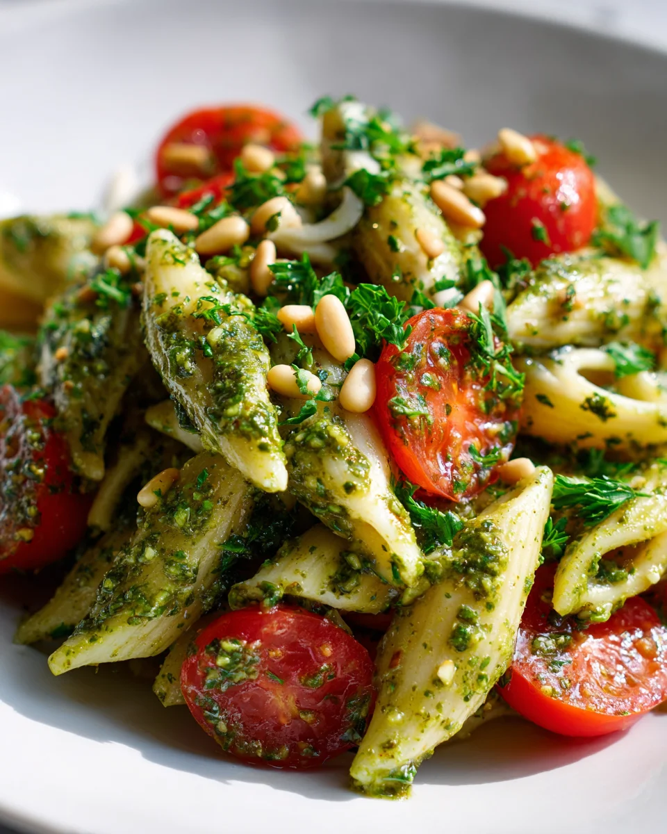 Delicious Pesto Pasta Salad with Cherry Tomatoes Recipe