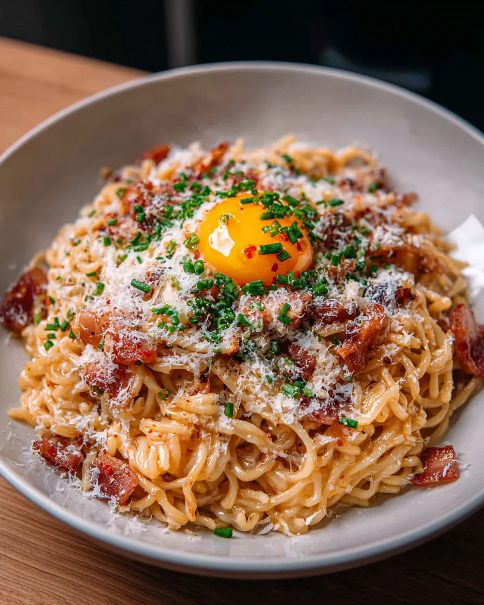 Savory Ramen Carbonara with Beef: A Creamy Delight!