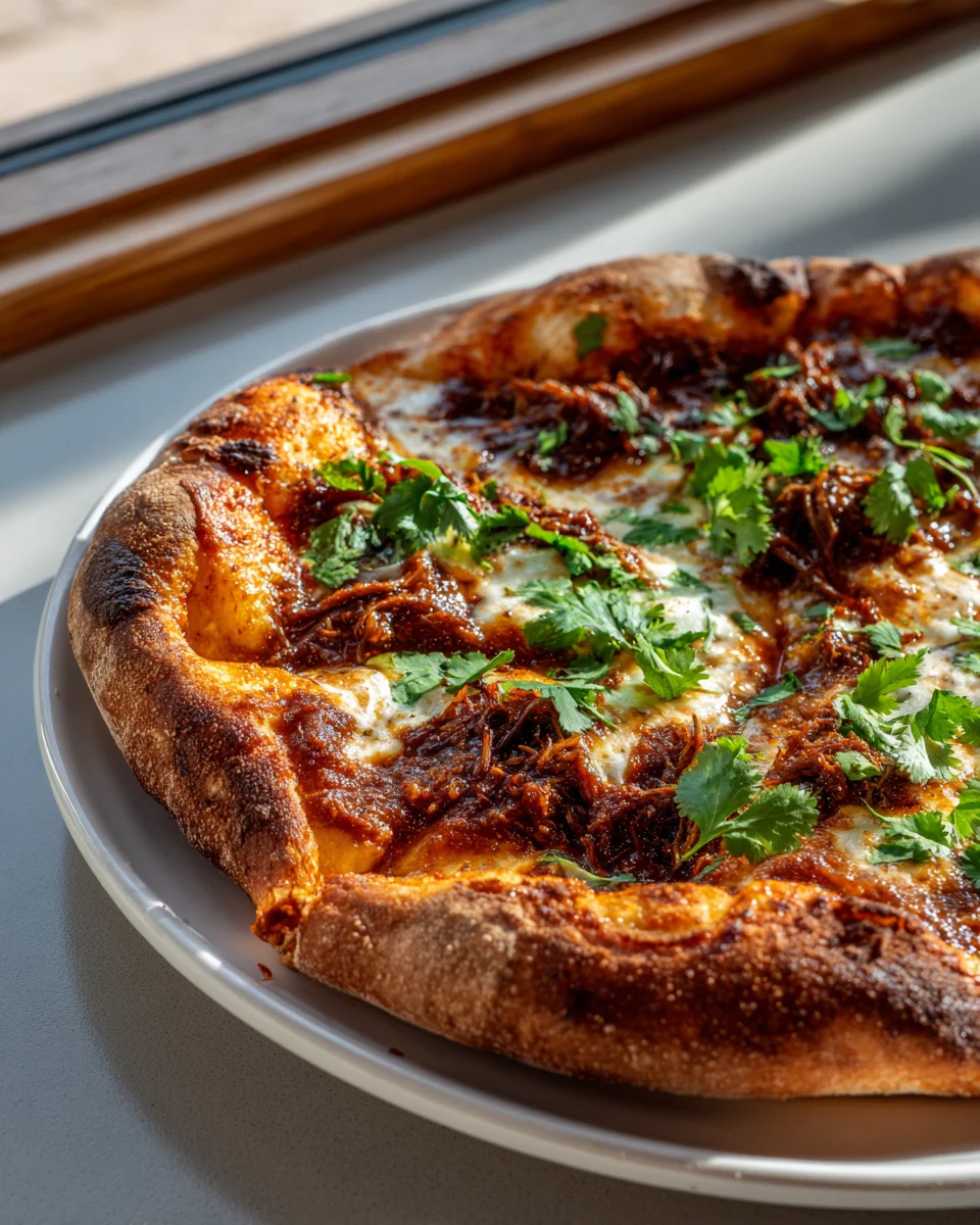 The Best Birria Pizza: Tender Beef, Mozzarella & Cilantro!
