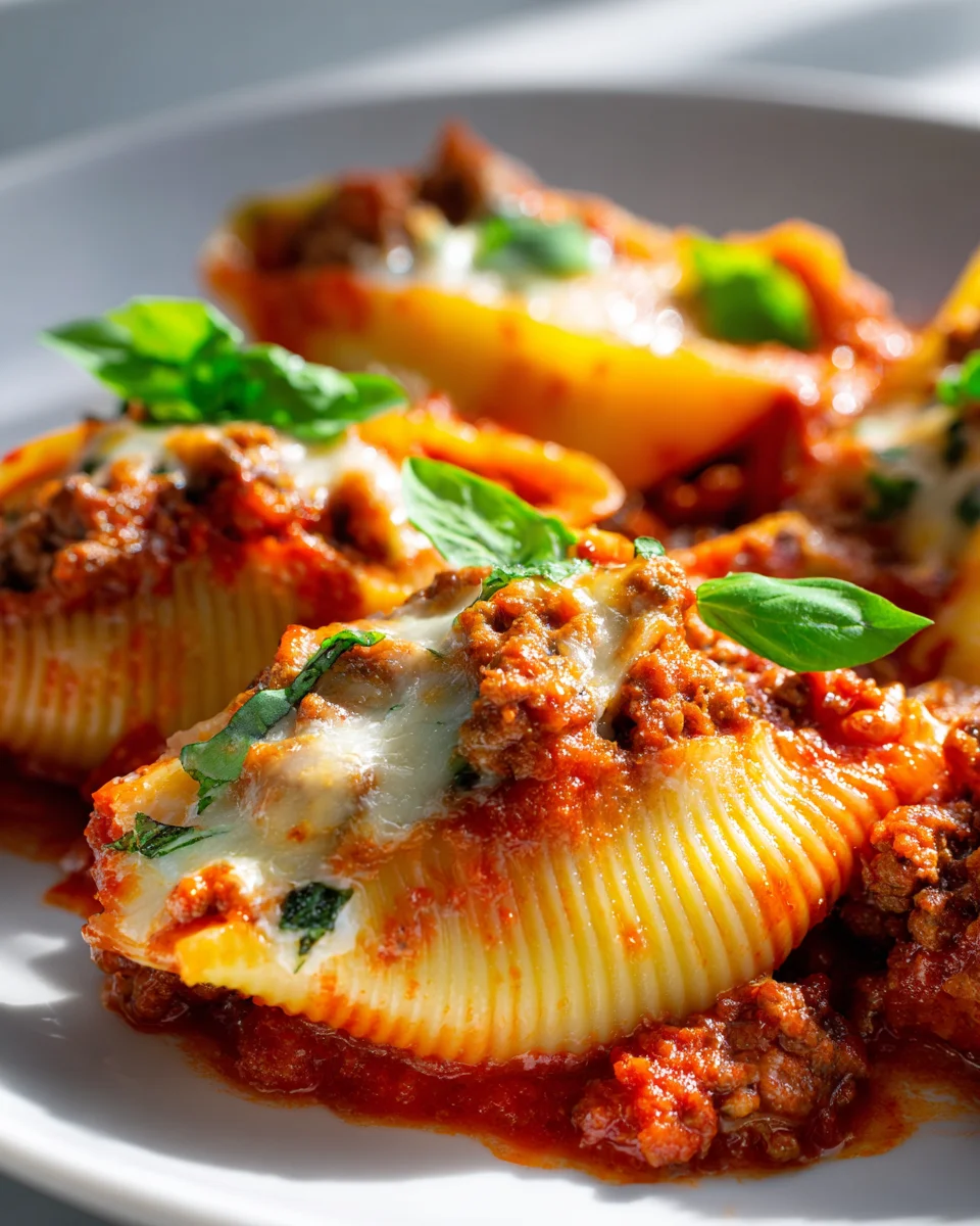 Savory Beef Stuffed Shells with Creamy Ricotta Sauce