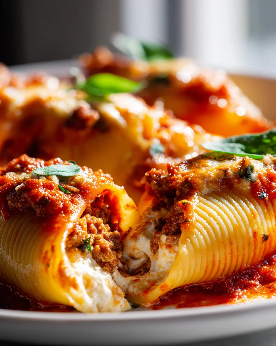 Savory Beef Stuffed Shells with Creamy Ricotta Sauce