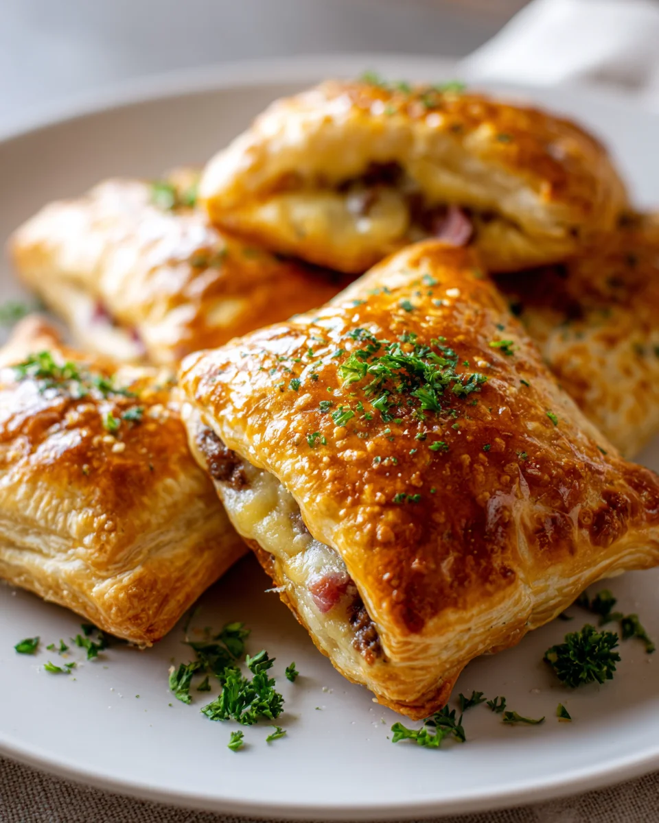 Delicious Puff Pastry Beef Ham and Cheese Pockets Recipe