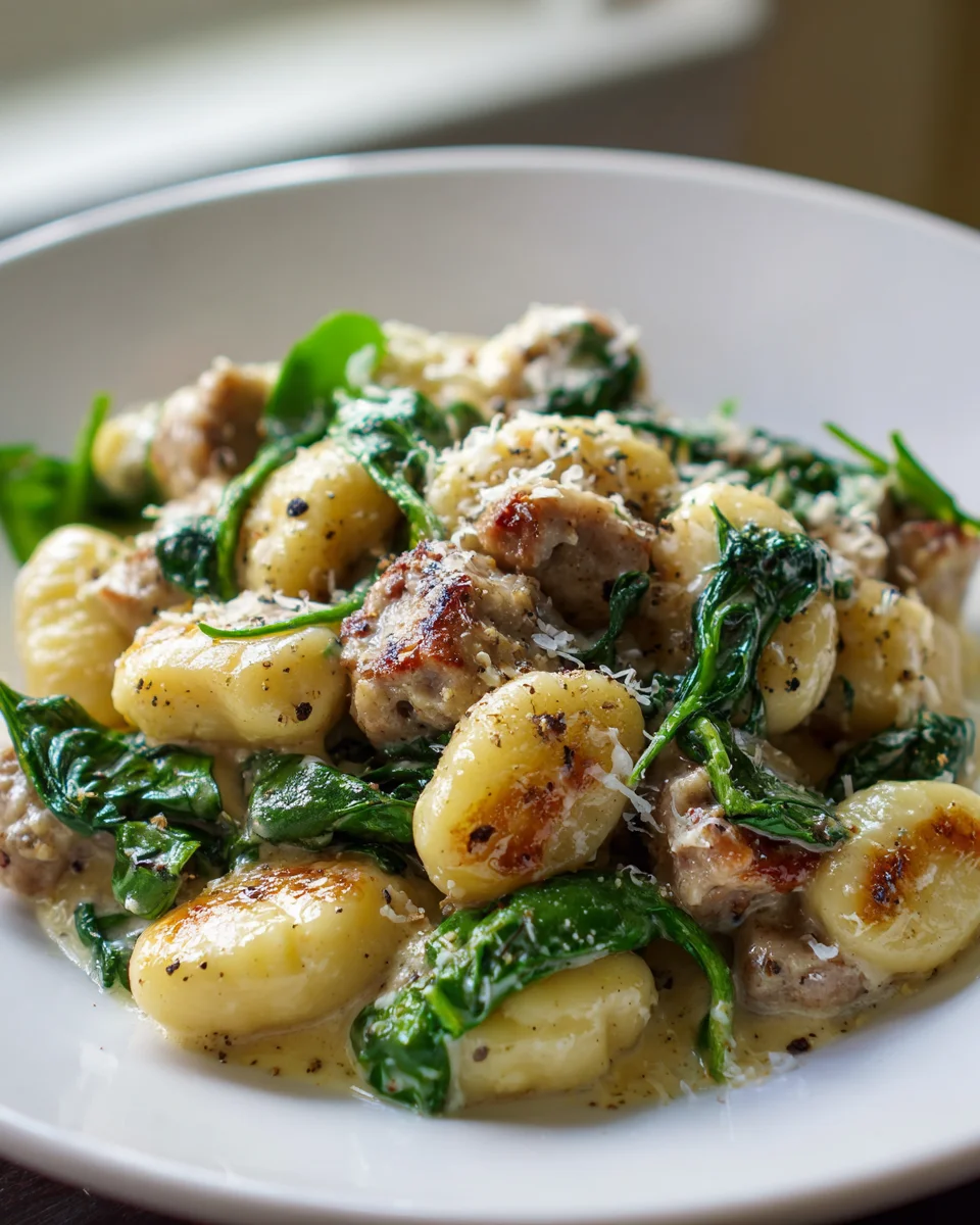 Delicious Creamy Beef Sausage & Spinach Gnocchi Recipe