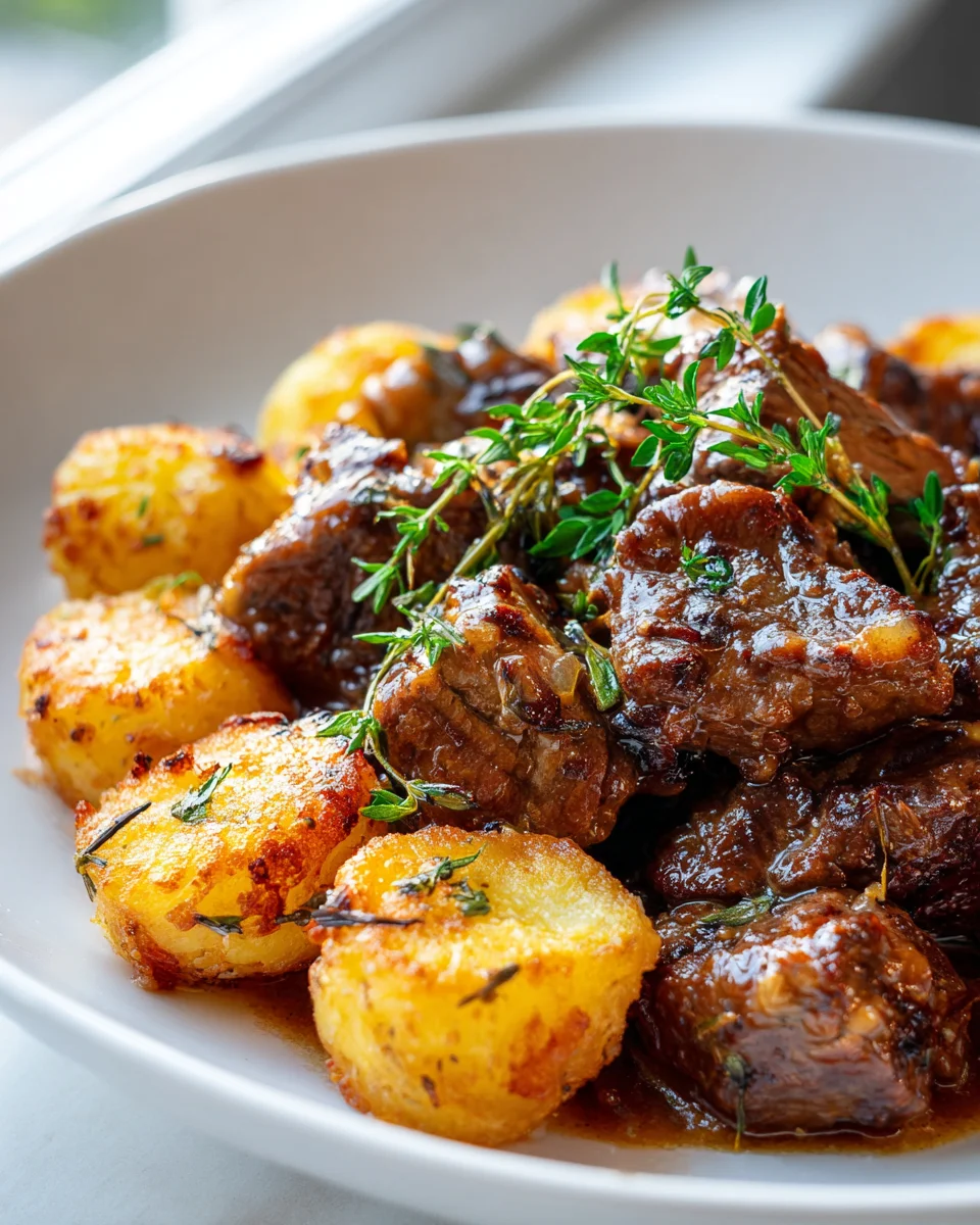 Slow Cooker Garlic Herb Beef and Potato Bites Recipe Delight
