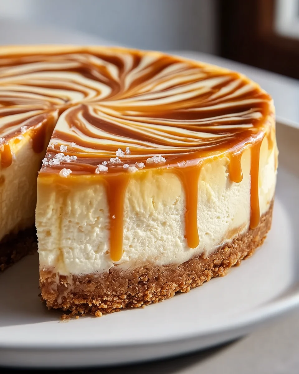 Indulge in Creamy Caramel Swirl Cheesecake Delight!