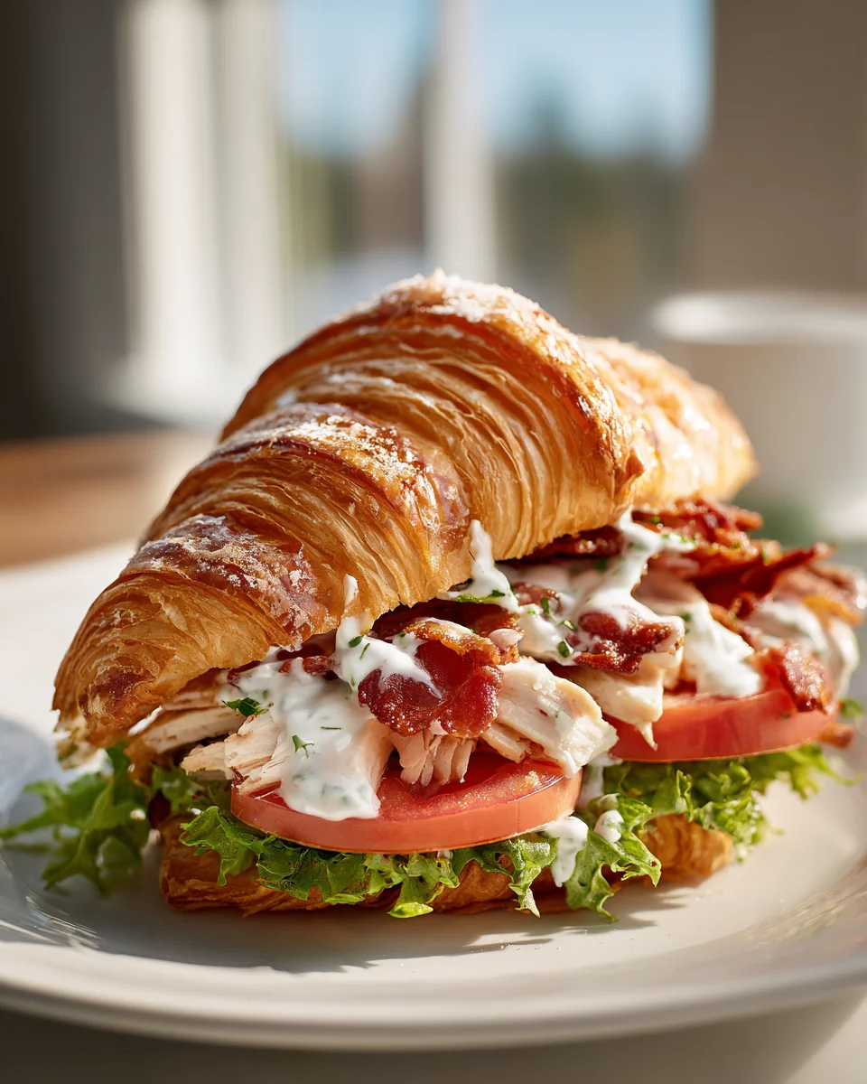 Savory Chicken Beef Bacon Ranch Croissant Sandwich Recipe