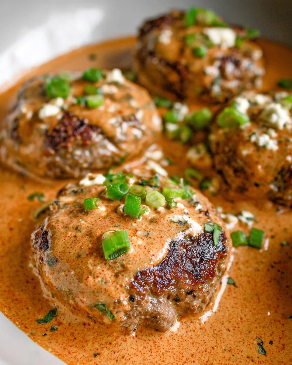 Keto Feta Burgers with Tomato Cream Sauce Recipe Delight