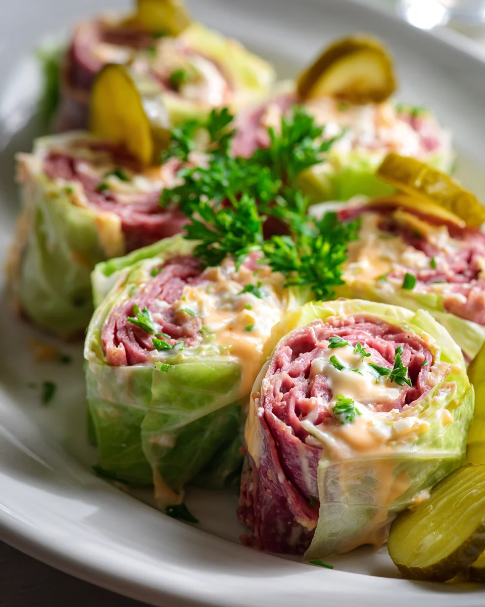 Delicious Low Carb Thousand Island Reuben Roll Ups Recipe