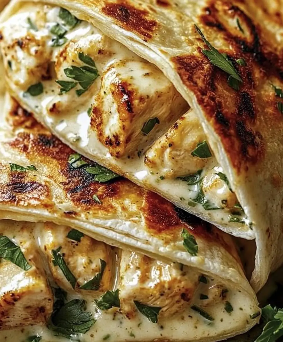 Cheesy Garlic Chicken Wraps