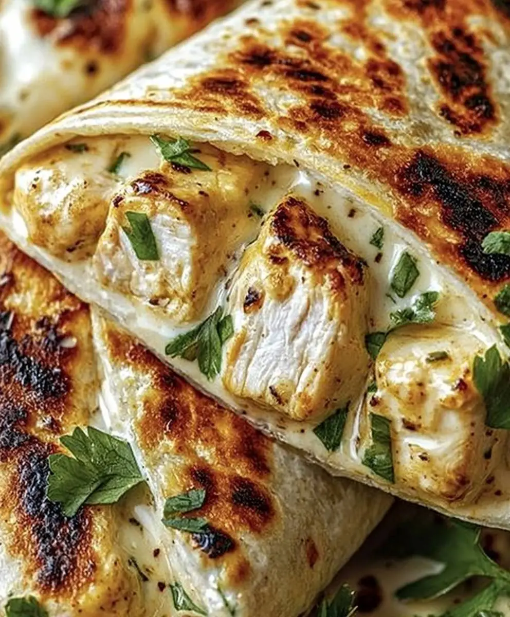 Cheesy Garlic Chicken Wraps