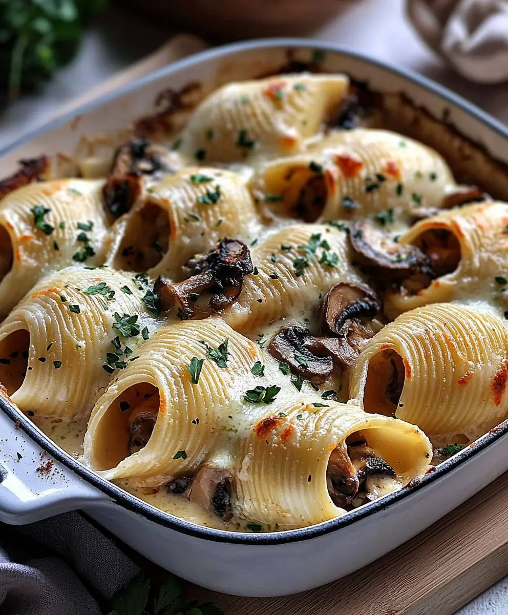 Creamy Garlic Mushroom Shells