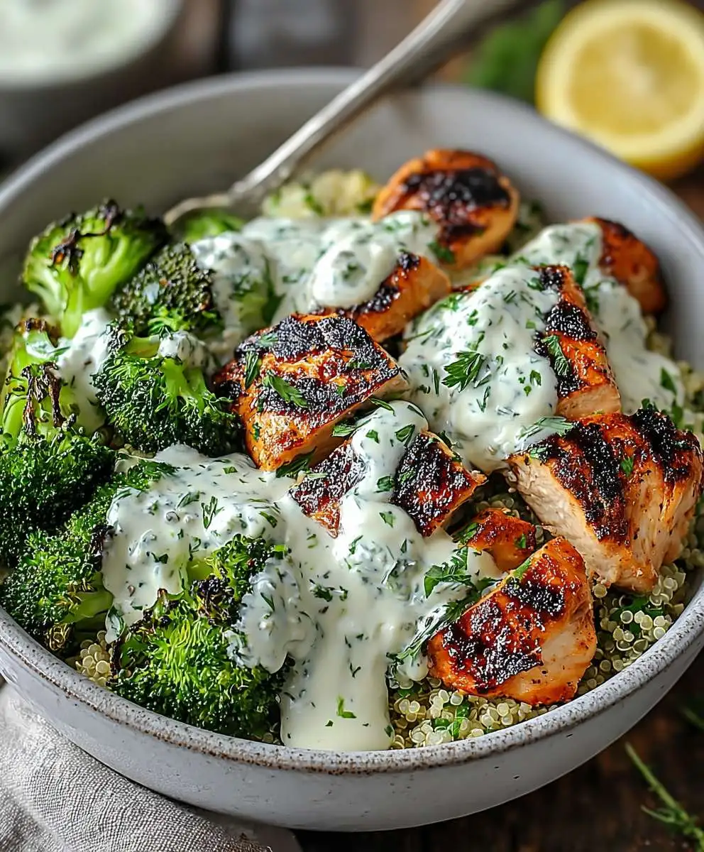 Grilled chicken broccoli bowl
