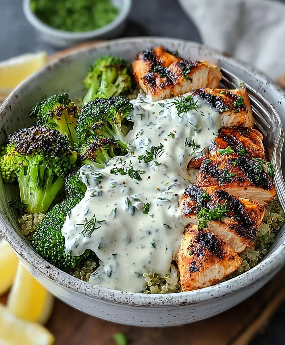 Grilled chicken broccoli bowl