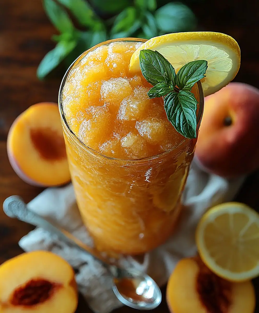 Frozen Peach Lemonade Slushie