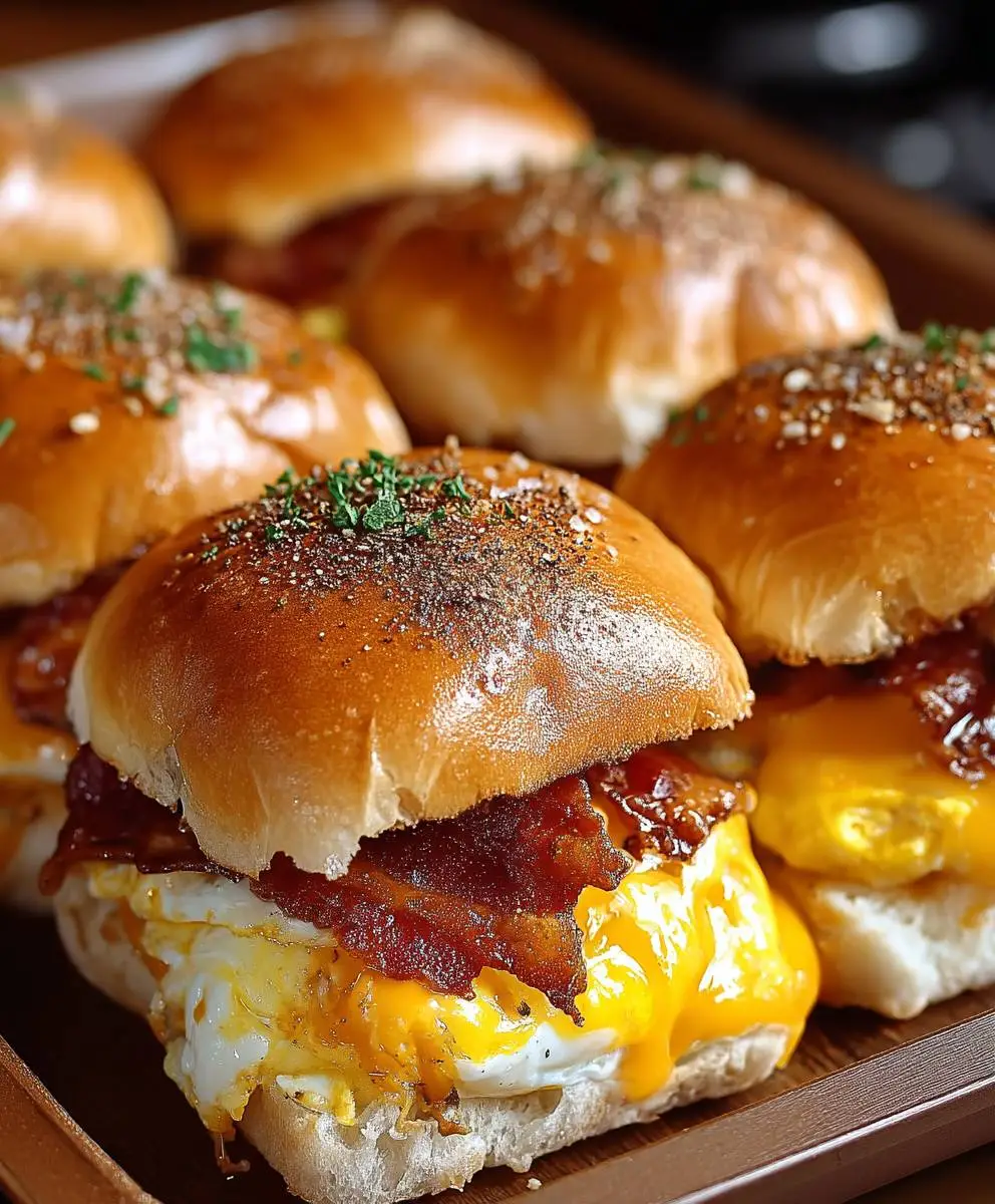 Breakfast sliders bacon egg