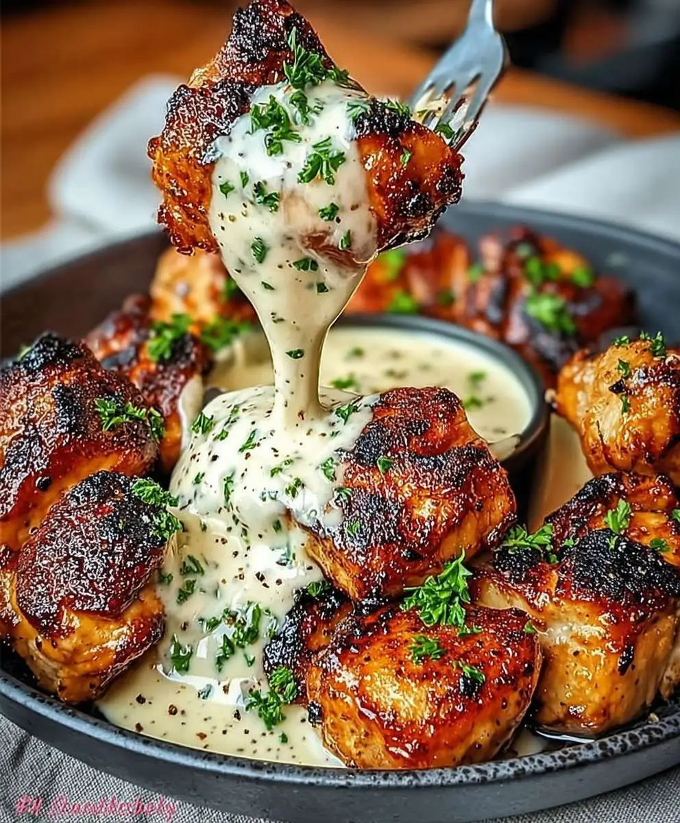 Grilled Chicken Bites Garlic Sauce