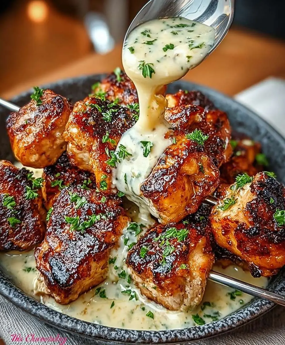 Grilled Chicken Bites Garlic Sauce