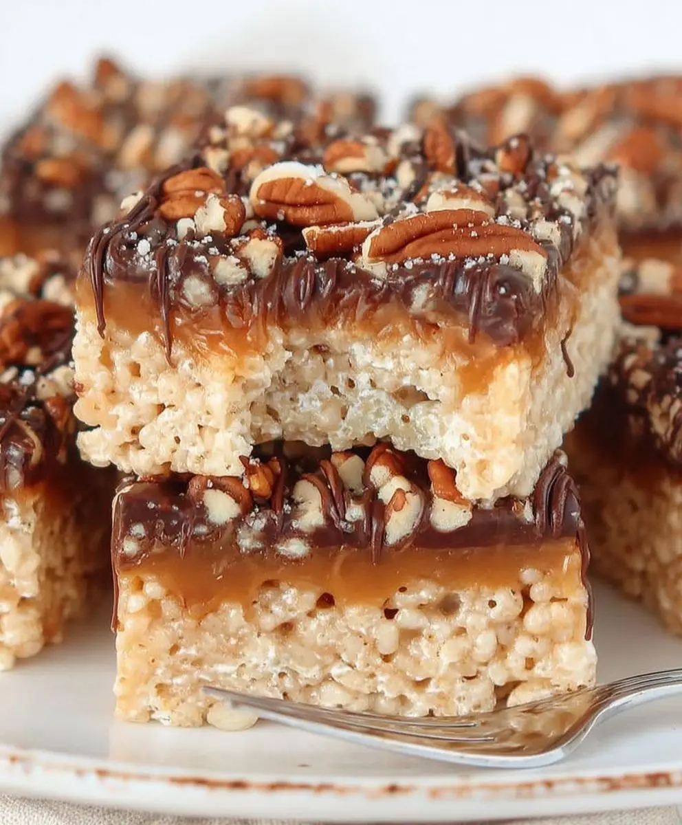 Caramel Turtle Rice Krispies Treats