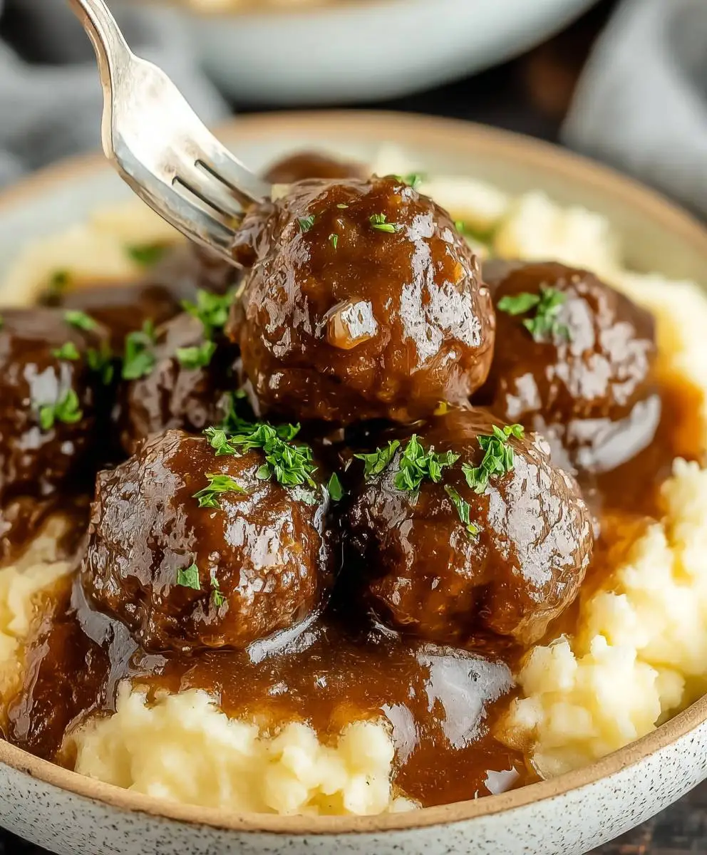 Slow Cooker Salisbury Steak Meatballs