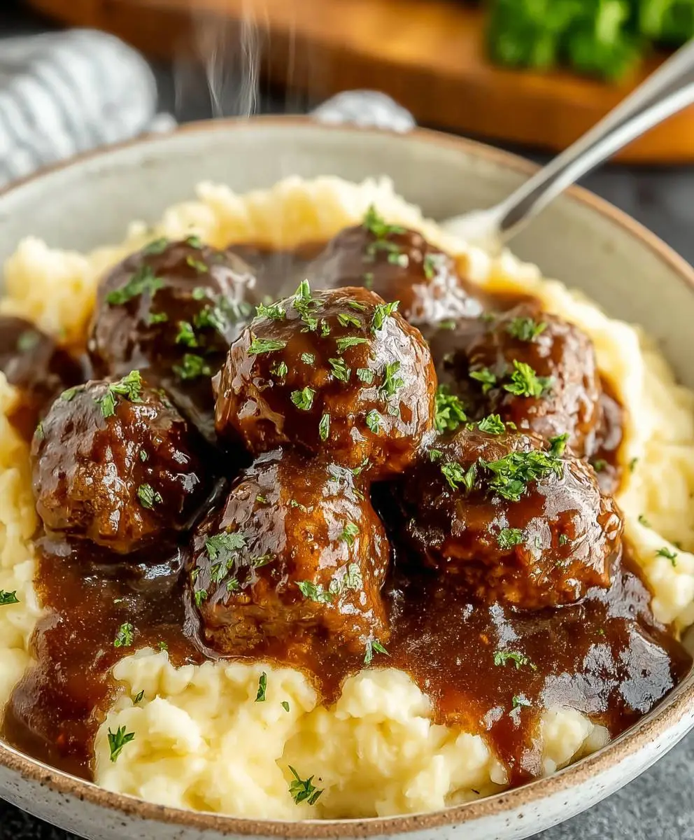 Slow Cooker Salisbury Steak Meatballs